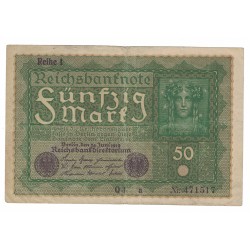 1919 - Alemania PIC 66 billete de 50 Marcos MBC
