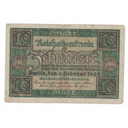 1920 - Germany PIC 67a 10 Marks VF banknote