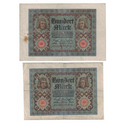 1920 - Germany PIC 69b 100 Marks F banknote