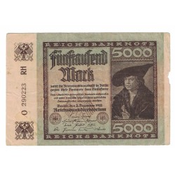 1922 - Germany PIC 81 5.000 Marks F banknote