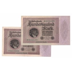 1923 - Germany PIC 83a 100.000 Marks XF banknote