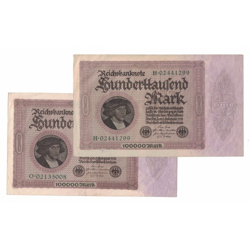 1923 - Germany PIC 83a 100.000 Marks XF banknote