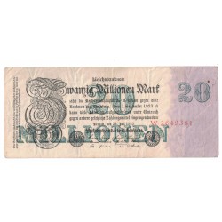 1923 - Alemania PIC 97a billete 20 Millones Marcos BC