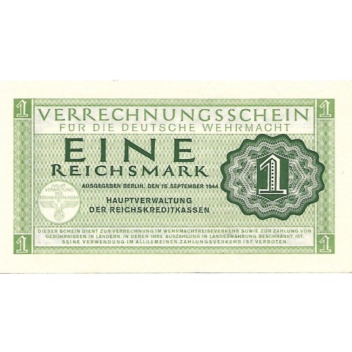 1944 - Germany PIC M38  1 Reichsmark  banknote