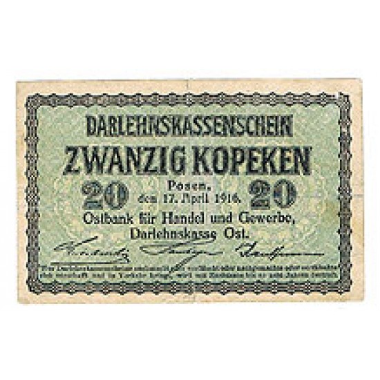 1916 - Germany PIC R120 20 Kopeken VF banknote 1916 - Germany PIC R120 20 Kopeken VF banknote