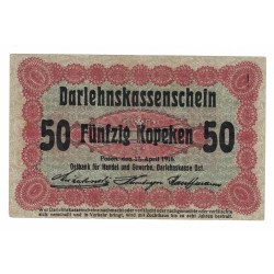 1916 - Germany PIC R121 50 Kopeken XF banknote