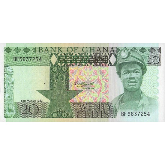 1982 - Ghana Pic 21c 20 Cedis banknote 1982 - Ghana Pic 21c 20 Cedis banknote