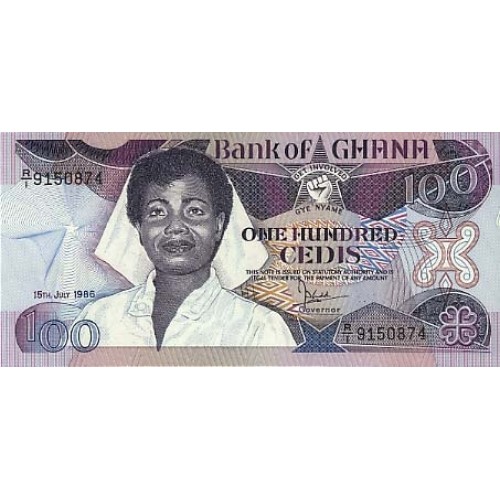  1984- Ghana Pic 26a 100 Cedis  banknote