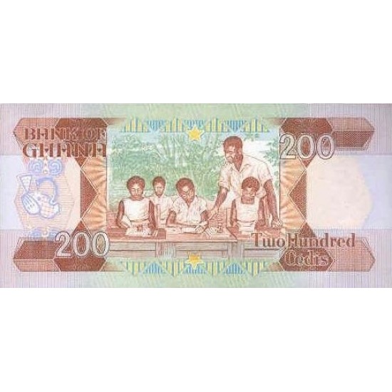 1990- Ghana Pic 27b 200 Cedis banknote 1990- Ghana Pic 27b 200 Cedis banknote