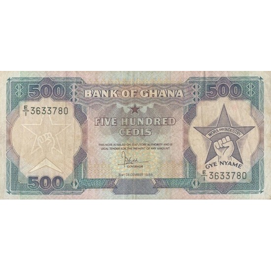 1986- Ghana Pic 28a 500 Cedis banknote 1986- Ghana Pic 28a 500 Cedis banknote