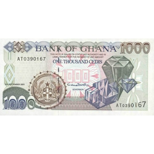  2001 - Ghana Pic 32f 1000 Cedis  banknote   9/2001