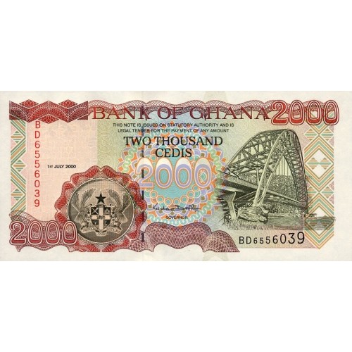  1996- Ghana Pic 33a 2000 Cedis  banknote