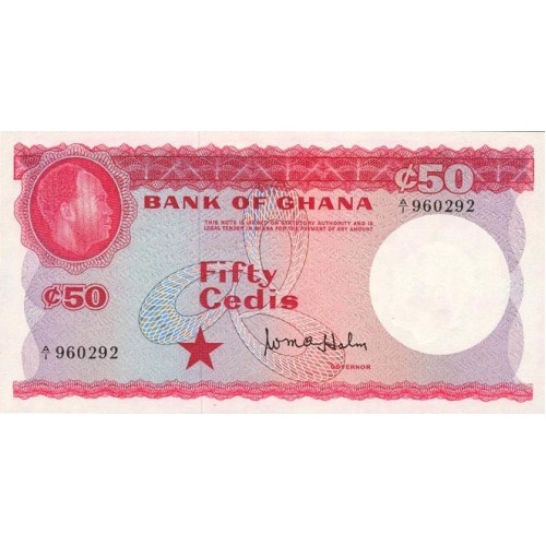  1965- Ghana Pic 8a 50 Cedis  banknote