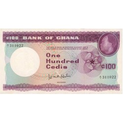  1965- Ghana Pic 9a 100 Cedis  banknote