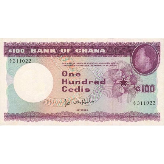 1965- Ghana Pic 9a 100 Cedis banknote 1965- Ghana Pic 9a 100 Cedis banknote