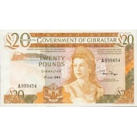 1986 -  Gibraltar PIC 23c 20 Pounds banknote UNC