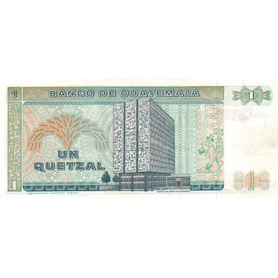 1987 - Guatemala P66 1 Quetzal banknote 1987 - Guatemala P66 1 Quetzal banknote