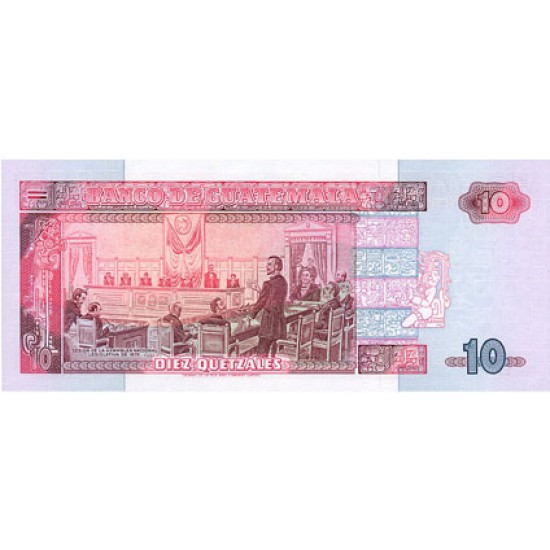 1990 - Guatemala P75 10 Quetzales banknote 1990 - Guatemala P75 10 Quetzales banknote