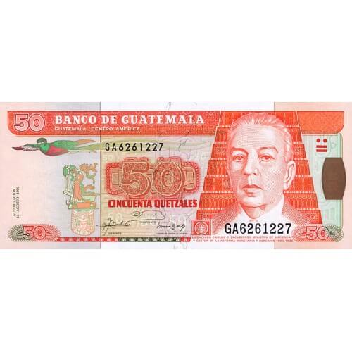 1992 - Guatemala P84 50 Quetzales banknote