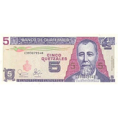 2003 - Guatemala P106a 5 Quetzales banknote