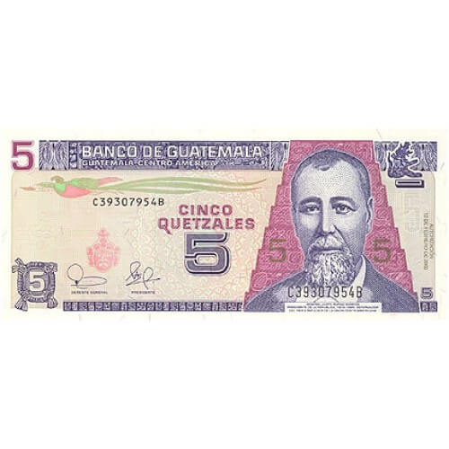 2003 - Guatemala P106a 5 Quetzales banknote UNC