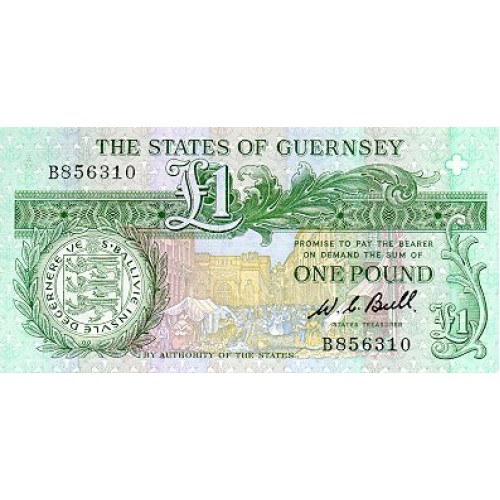 1980/89 -  Guernsey PIC 48b   billete de  1 Libra