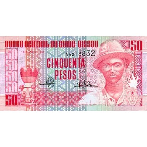 1990- Guinea Bissau pic 10 billete  50 Pesos