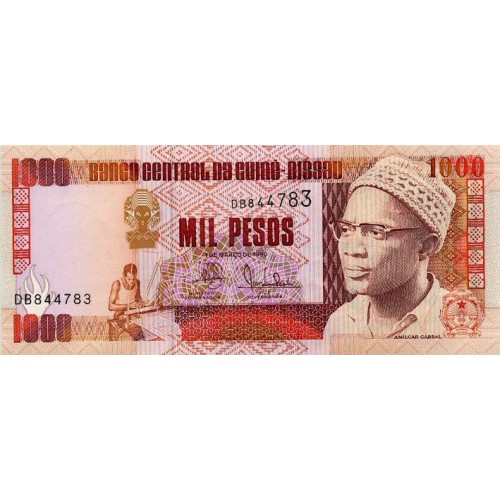 1990- Guinea Bissau Pic 13a 1000 Pesos  banknote