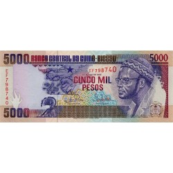 1993- Guinea Bissau Pic 14b 5000 Pesos  banknote