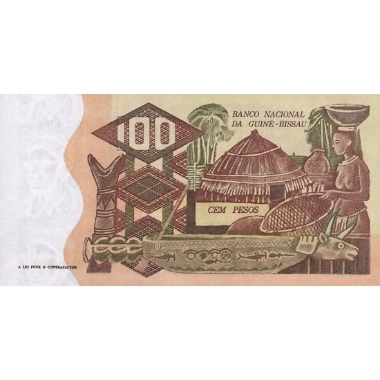 1975- Guinea Bissau Pic 2 100 Pesos banknote 1975- Guinea Bissau Pic 2 100 Pesos banknote