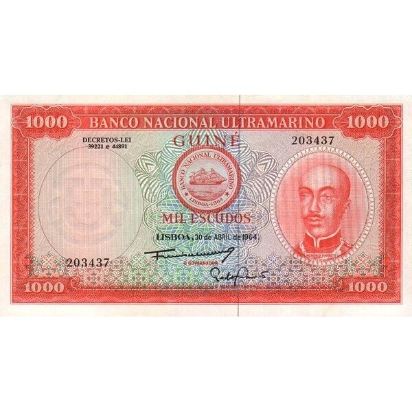 1964- Portuguese Guinea pic 43  100 Escudos banknote