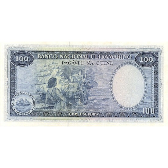 1971- Portuguese Guinea pic 45 100 Escudos banknote 1971- Portuguese Guinea pic 45 100 Escudos banknote