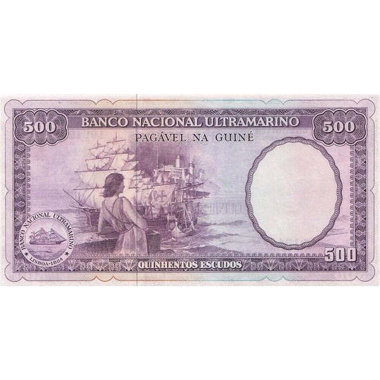1971- Portuguese Guinea pic 46 500 Escudos banknote 1971- Portuguese Guinea pic 46 500 Escudos banknote