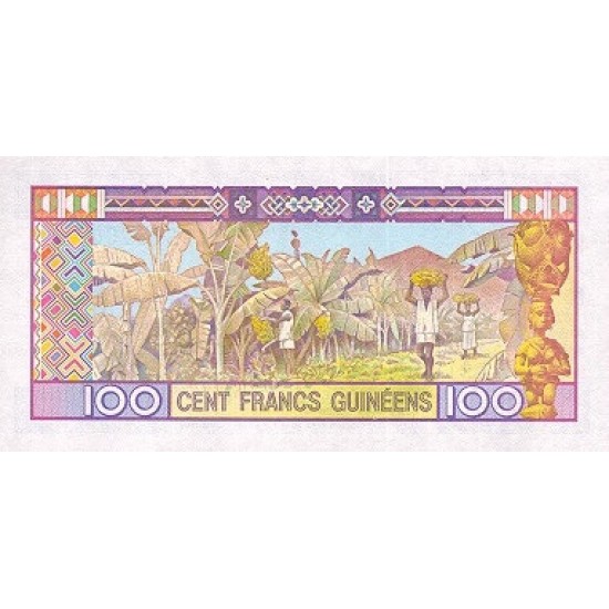 1985- Guinea pic 30 100 Francs banknote 1985- Guinea pic 30 100 Francs banknote