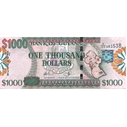 2011 - Guyana P38 billete de 1000 Dólares F14 S/C 2011 - Guyana P38 billete de 1000 Dólares F14 S/C