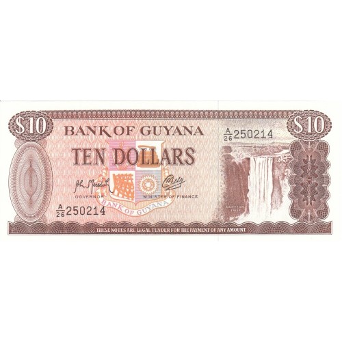 1992 - Guyana P23f 10 Dollars banknote f.9