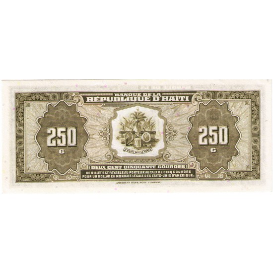 1988 - Haiti P251 250 Gourdes banknote 1988 - Haiti P251 250 Gourdes banknote