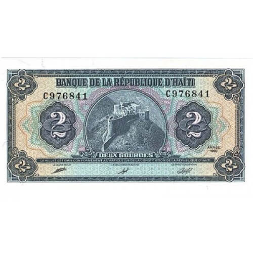 1990 - Haiti P254 billete de 2 Gourdes