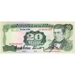 1990 - Honduras P65c billete de 20 Lenpiras