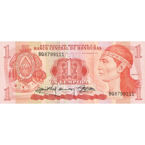 1984 - Honduras P68b 1 Lempira banknote 1984 - Honduras P68b 1 Lempira banknote