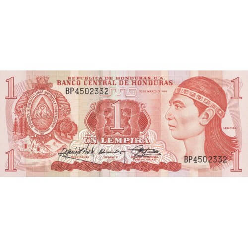 1989 - Honduras P68c 1 Lempira banknote