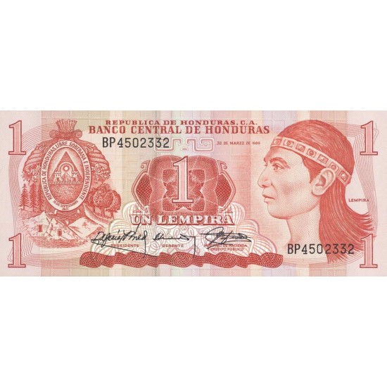 1989 - Honduras P68c 1 Lempira banknote 1989 - Honduras P68c 1 Lempira banknote