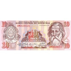 1989 - Honduras P70 billete de 10 Lempiras