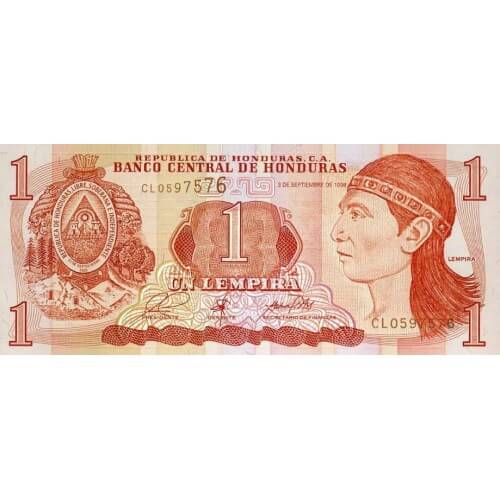 1998 - Honduras P79b 1 Lempira banknote UNC