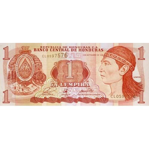 1998 - Honduras P79b 1 Lempira banknote