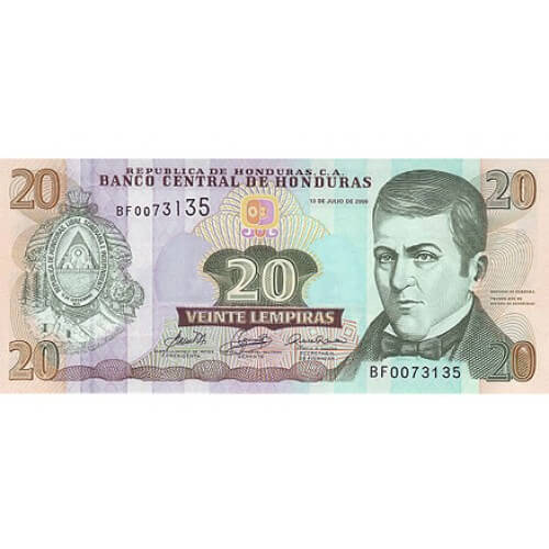 2006 - Honduras P93a billete de 20 Lempiras