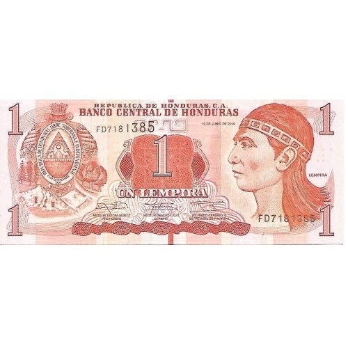 2014 - Honduras P96b billete de 1 Lempira S/C
