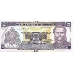 2014 - Honduras P97b 2 Lempiras banknote UNC 2014 - Honduras P97b 2 Lempiras banknote UNC