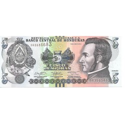 2014 - Honduras P98b 5 Lempiras banknote UNC 2014 - Honduras P98b 5 Lempiras banknote UNC