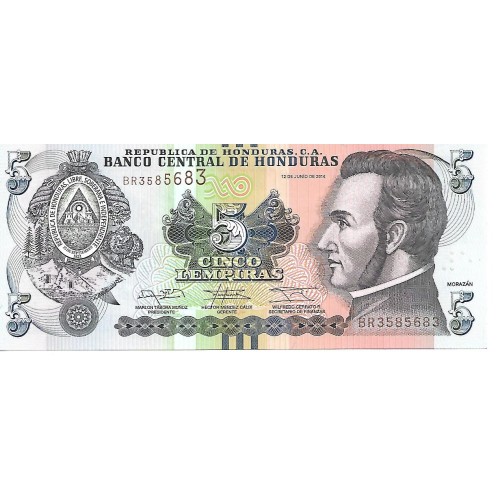 2014 - Honduras P98b billete de 5 Lempiras S/C